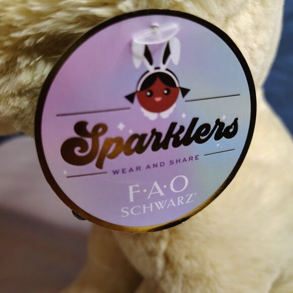 FAO Schwarz Yellow Plush Puppy Dog Labrador Bunny Ears Bowtie Stuffed Animal 12" - Picture 2 of 16